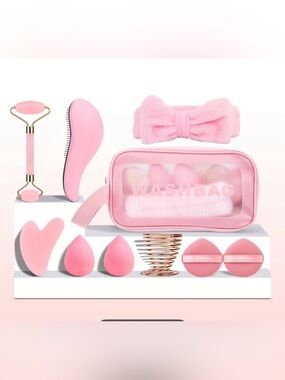 10 piece facial set & Sponge kit  with storage Bag * nwt